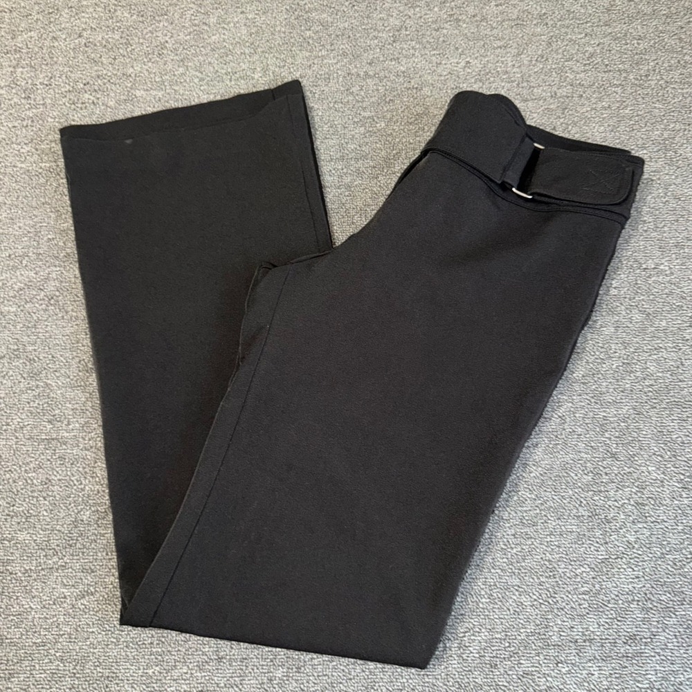 VTG Y2K Hot Kiss Black Flare Leg Buckle Waist Dress Pants Trousers Size 7 Office